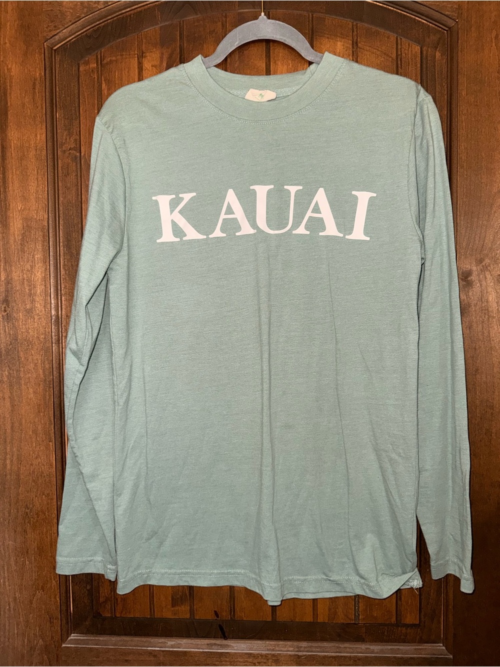 Kauai Long Sleeve Tee - Seafoam with White Print